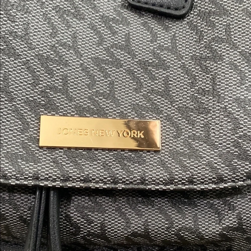 Jones New York Charcoal and Black Textured Backpack